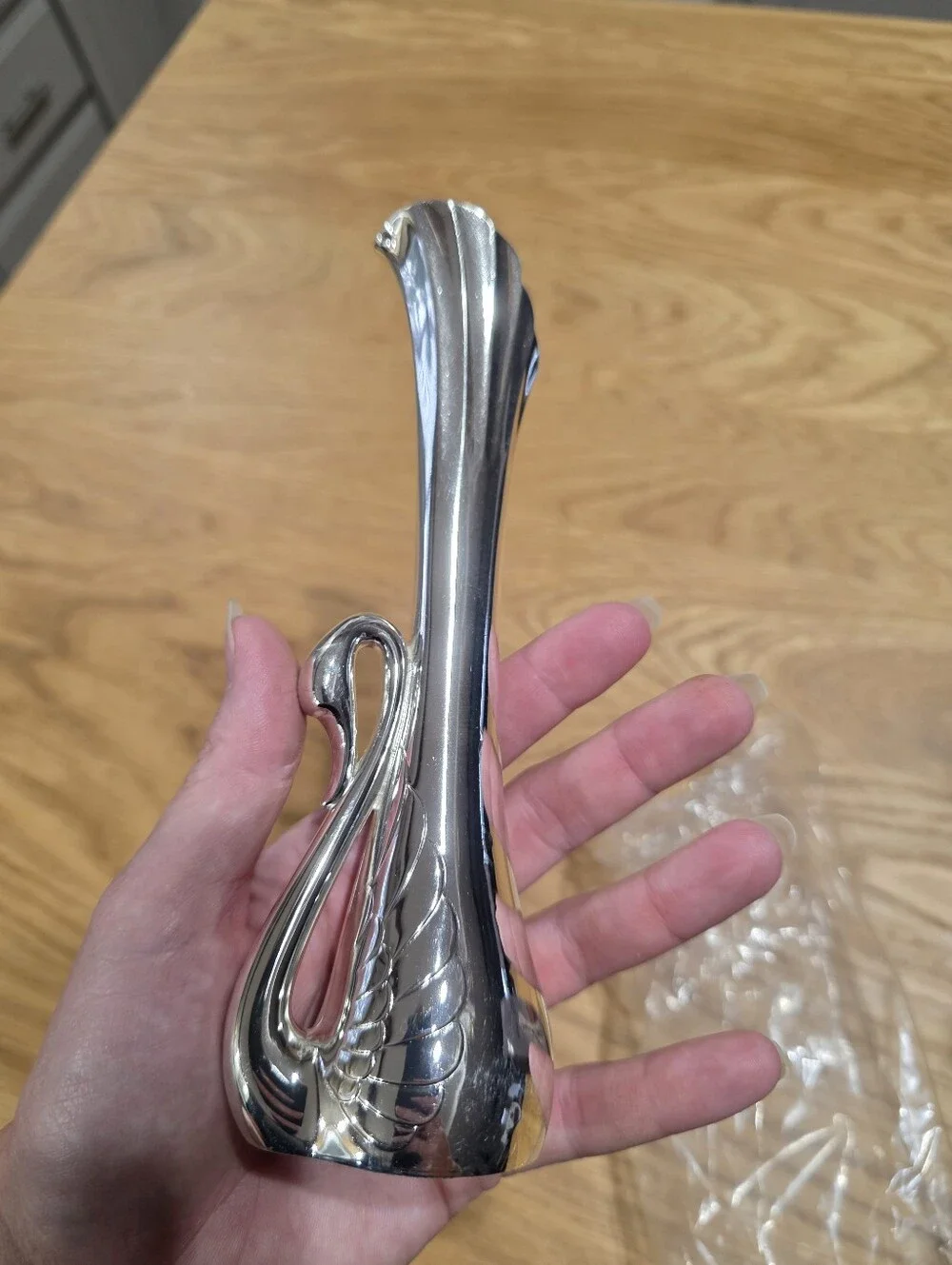 Swan Bud Vase - Silver Finish